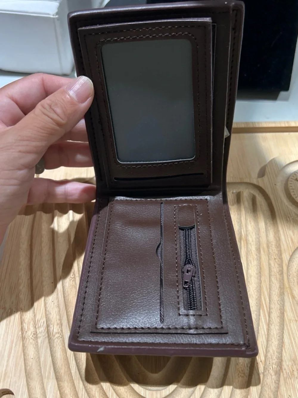 Men's Brown Woven Leather Bifold Wallet